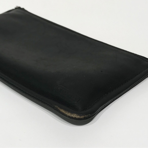 Vintage 80s COACH 7170 Black Leather Stripe Lining Skinny Case Wallet Zip Pouch - Picture 9 of 16
